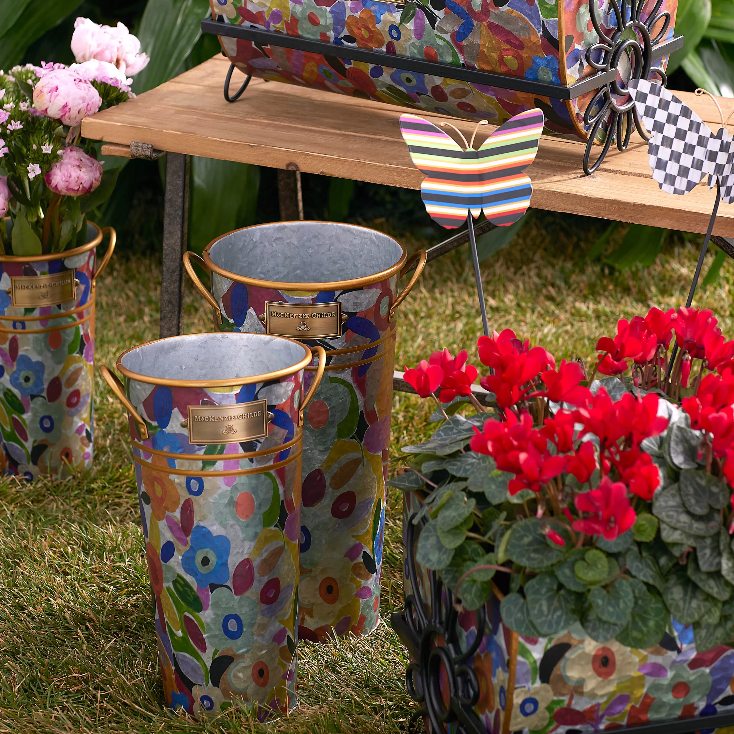 Pots & Planters>MacKenzie-Childs Avant Garden Flower Buckets - Set Of 3