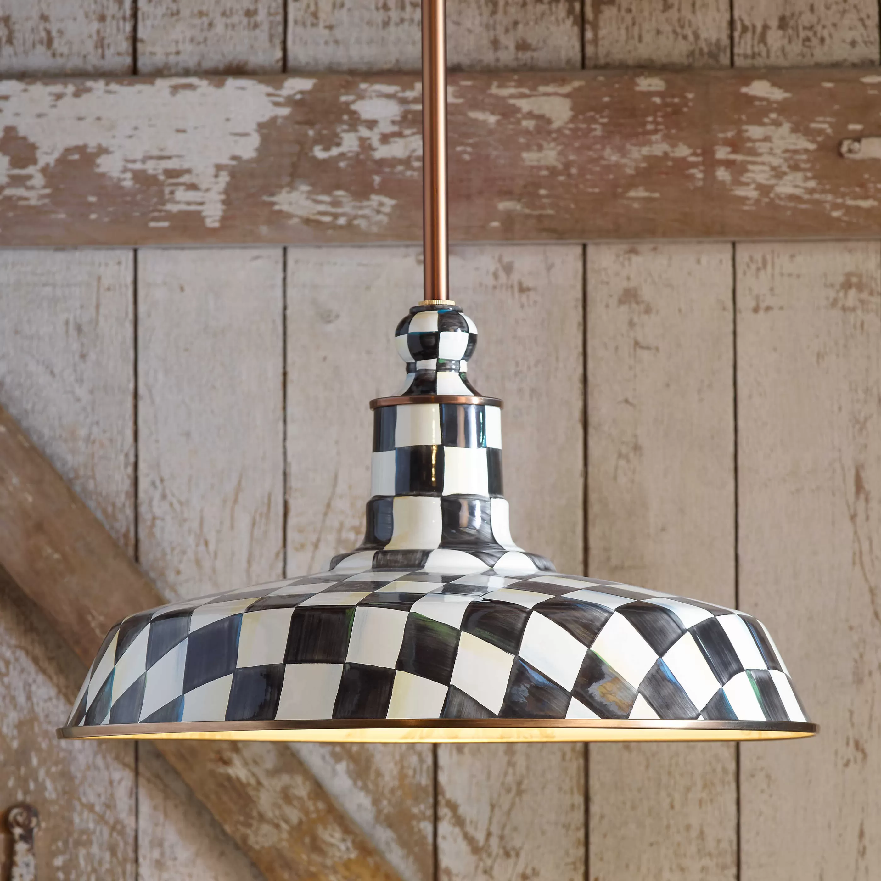 Lighting>MacKenzie-Childs Courtly Check Barn Pendant Lamp - 18"