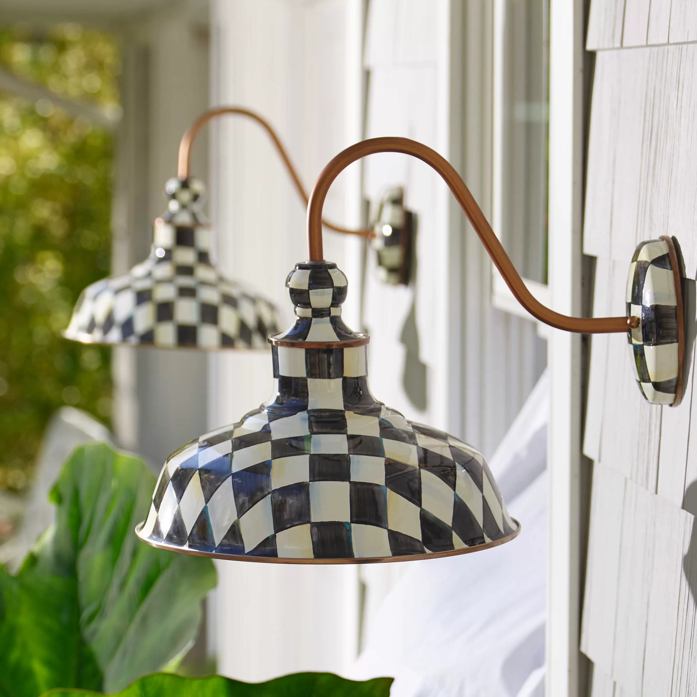 Lighting>MacKenzie-Childs Courtly Check Barn Sconce - 12"