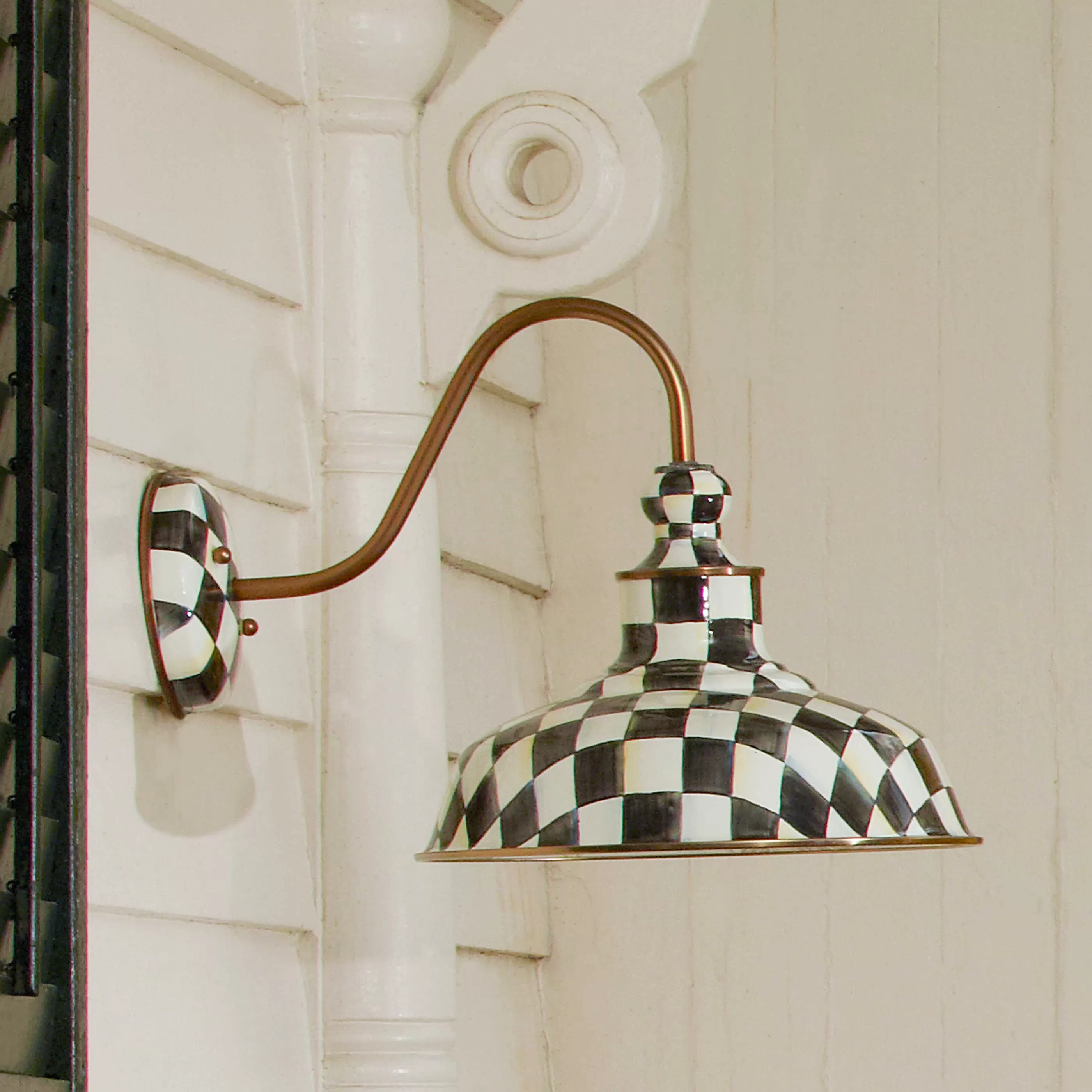 Lighting>MacKenzie-Childs Courtly Check Barn Sconce - 12"