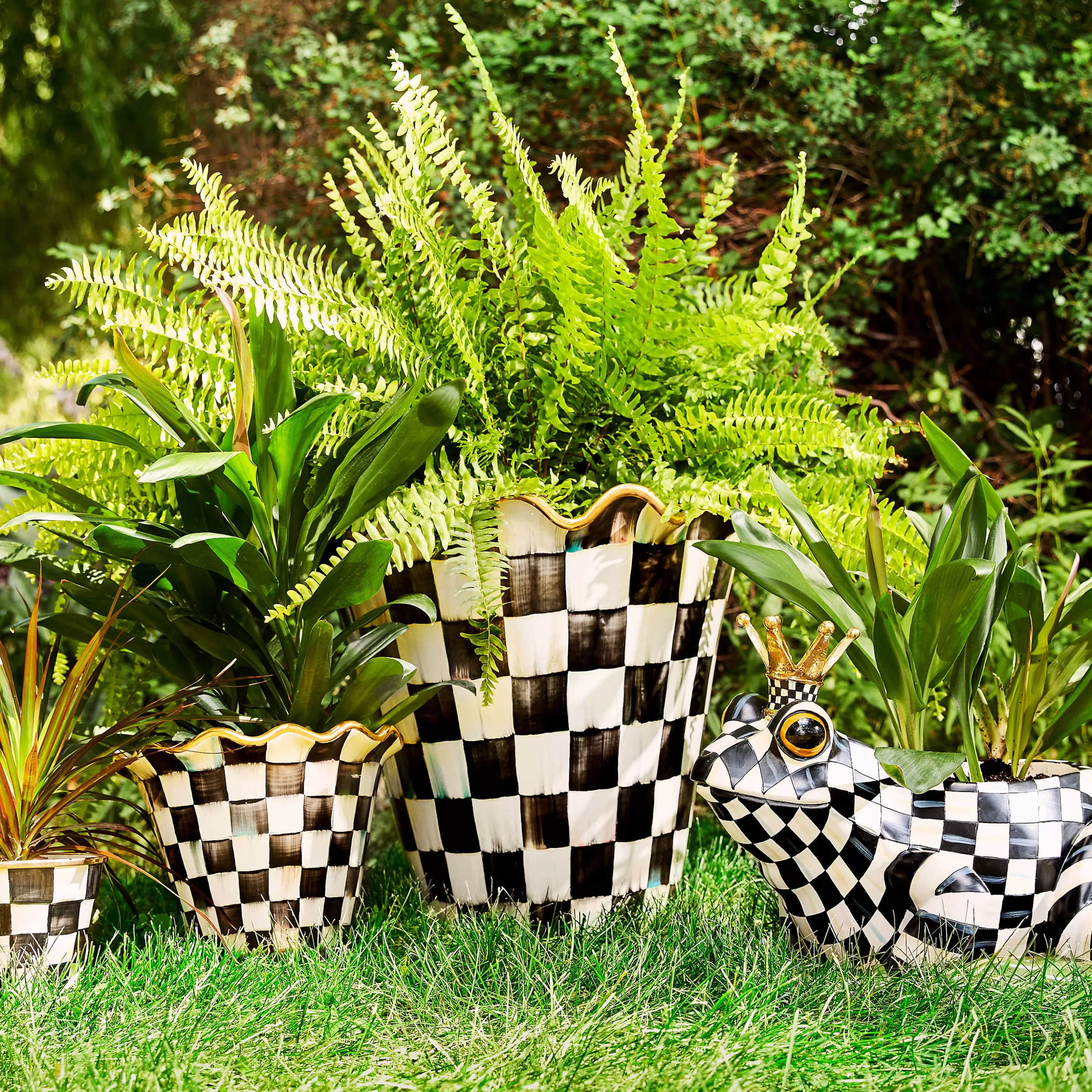 Pots & Planters>MacKenzie-Childs Courtly Check Jumbo Garden Pot