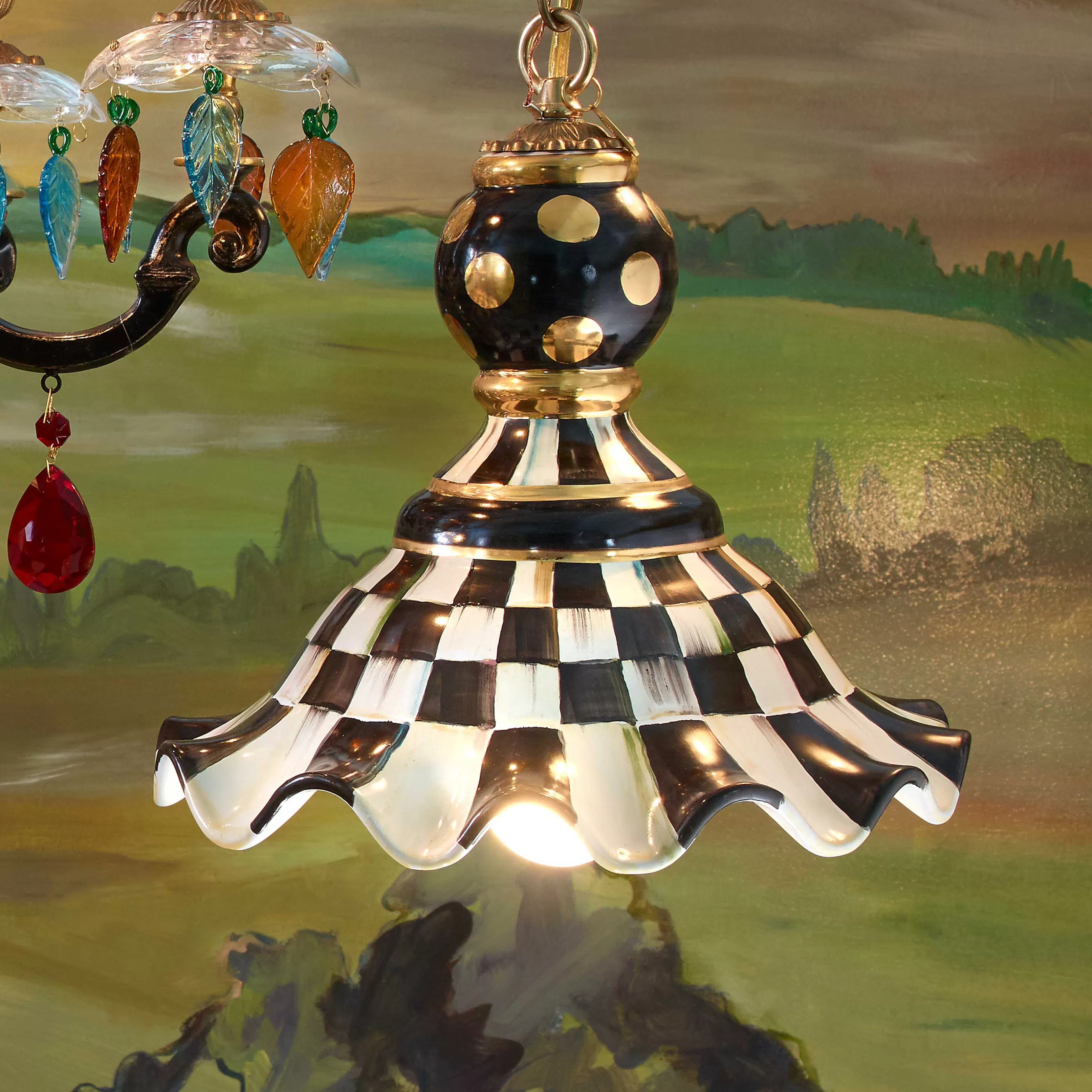 Lighting>MacKenzie-Childs Courtly Check Pendant Lamp - Medium