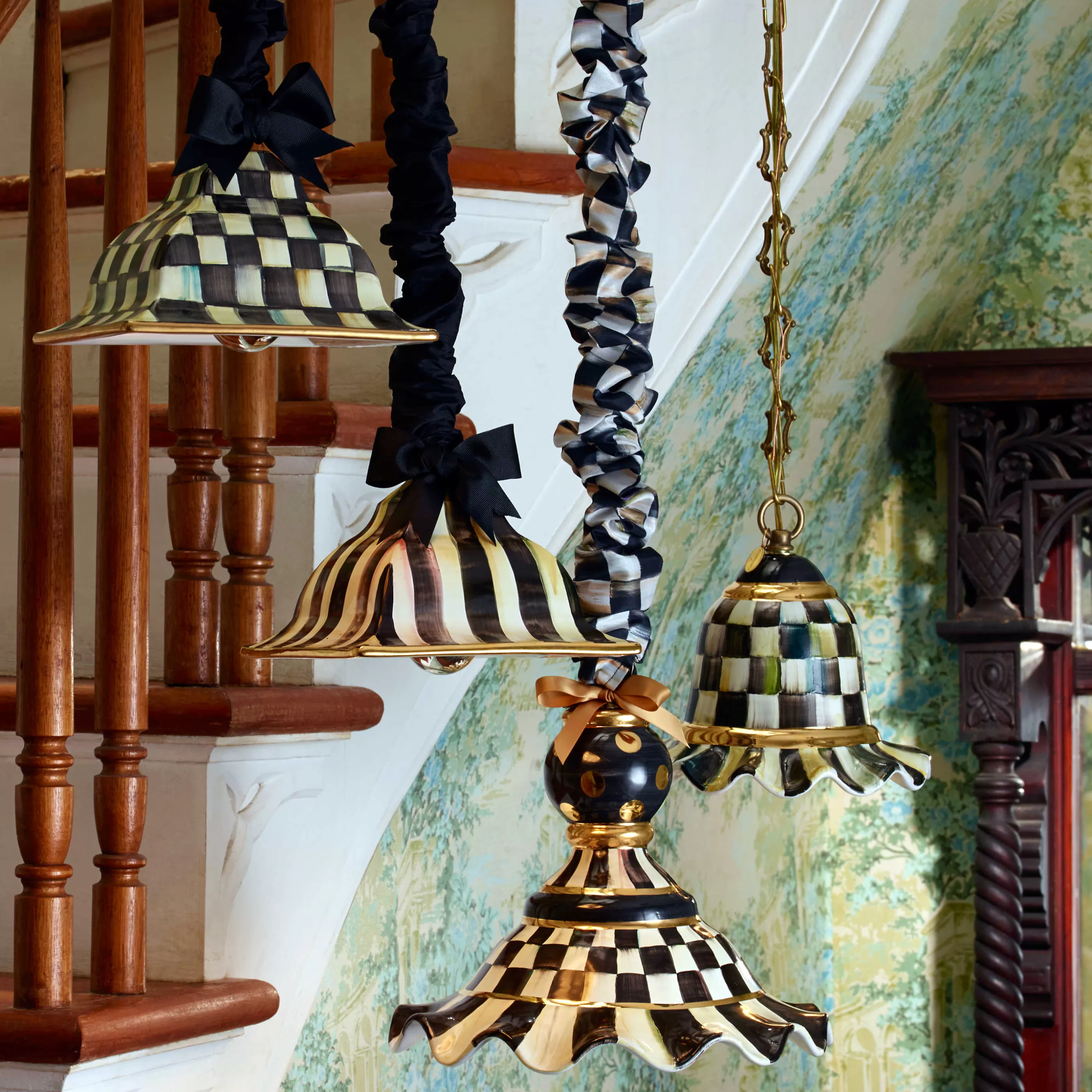 Lighting>MacKenzie-Childs Courtly Check Pendant Lamp - Medium