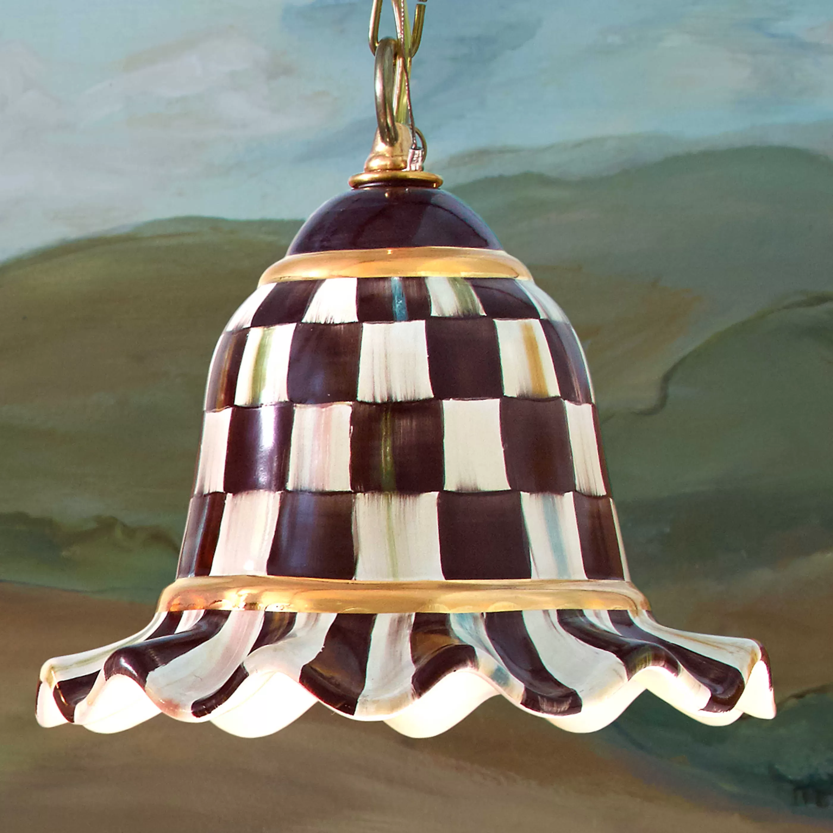 Lighting>MacKenzie-Childs Courtly Check Pendant Lamp - Small