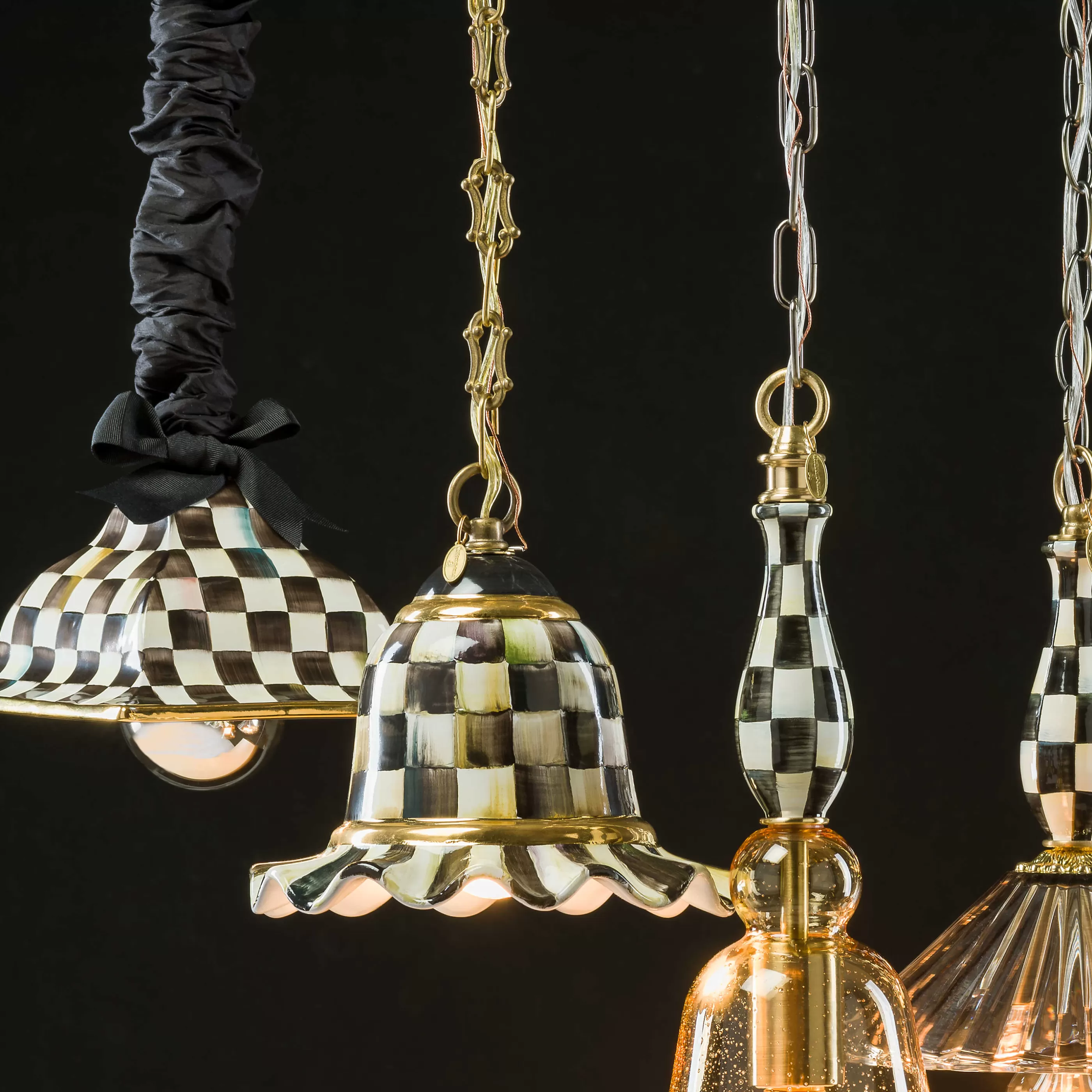 Lighting>MacKenzie-Childs Courtly Check Pendant Lamp - Small