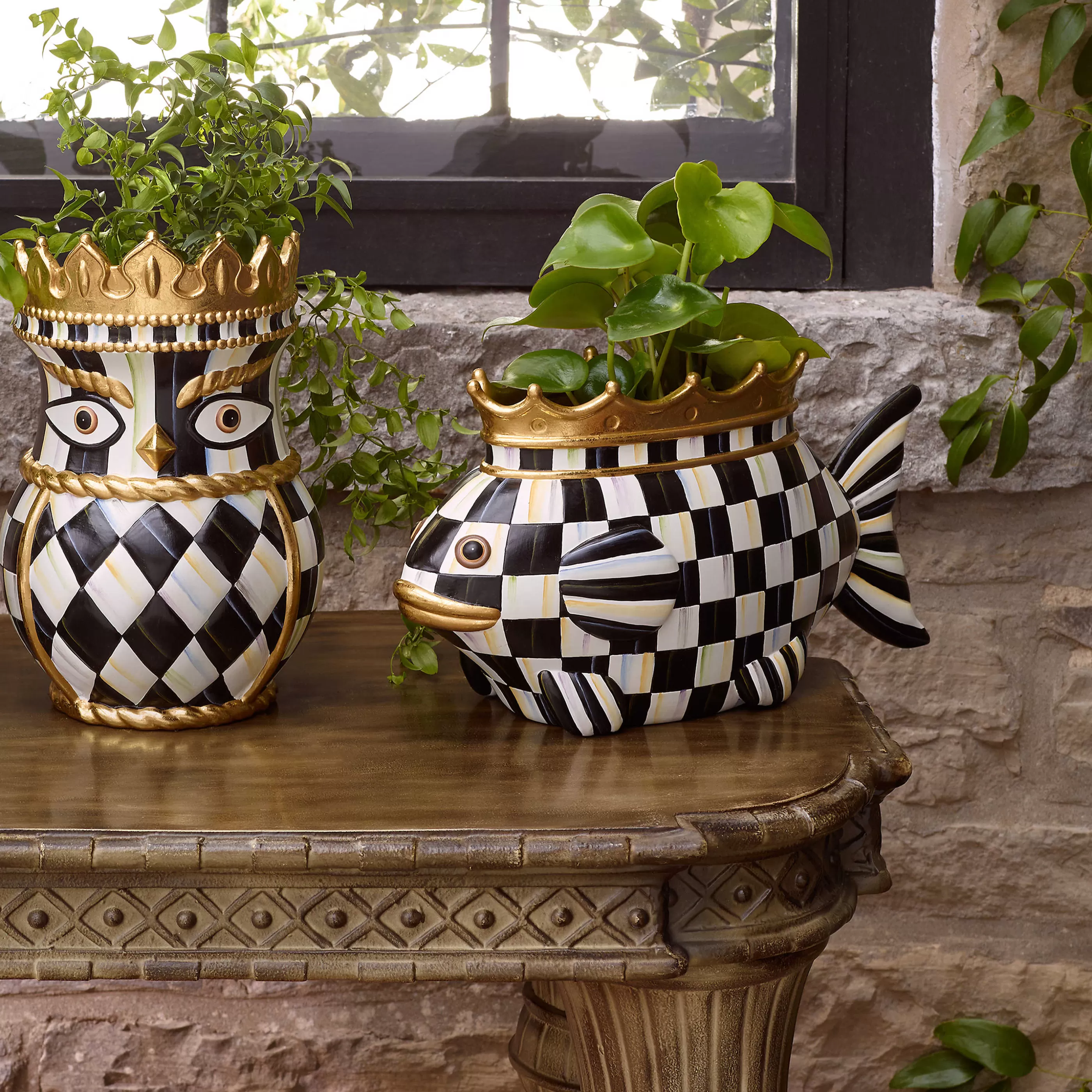 Pots & Planters>MacKenzie-Childs Fish Queen Garden Pot