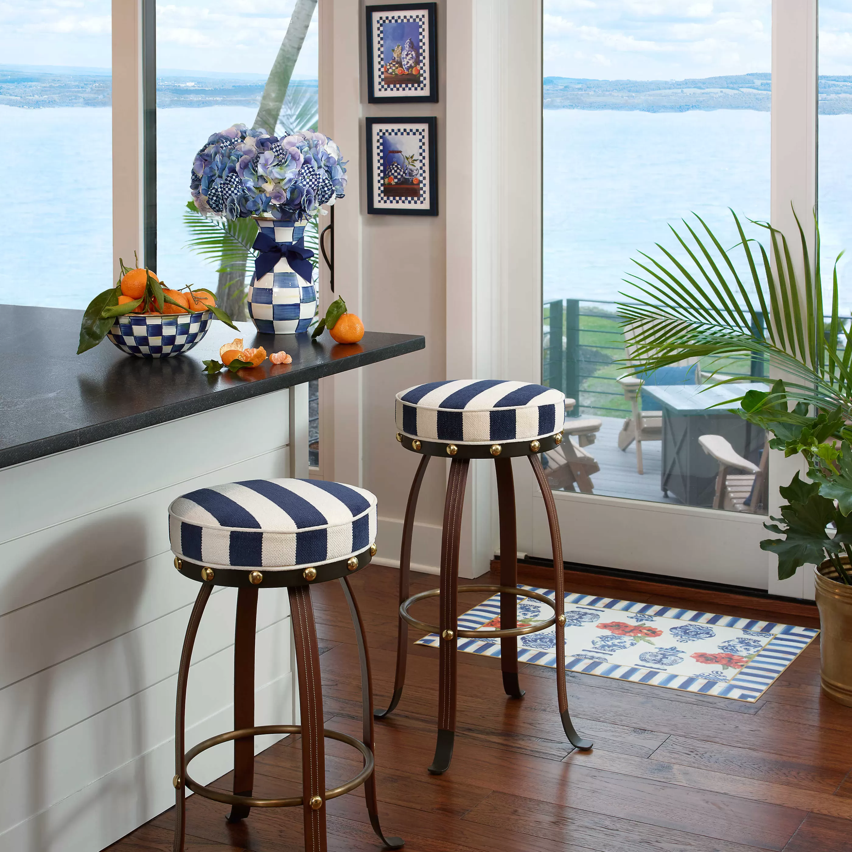 Dining Room & Kitchen>MacKenzie-Childs Flatiron Bar Stool - Navy