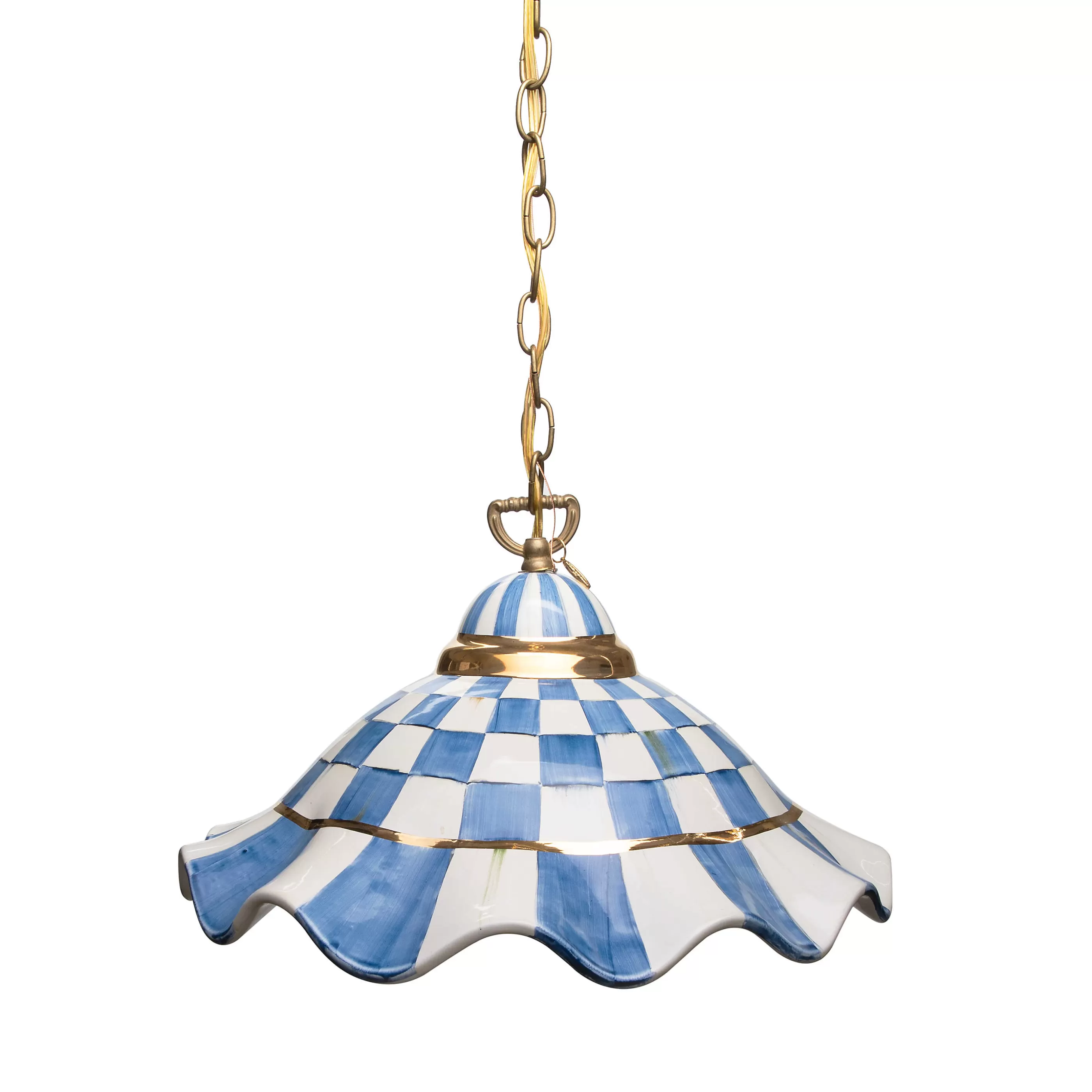 Lighting>MacKenzie-Childs Fluted Hanging Lamp - Royal Check