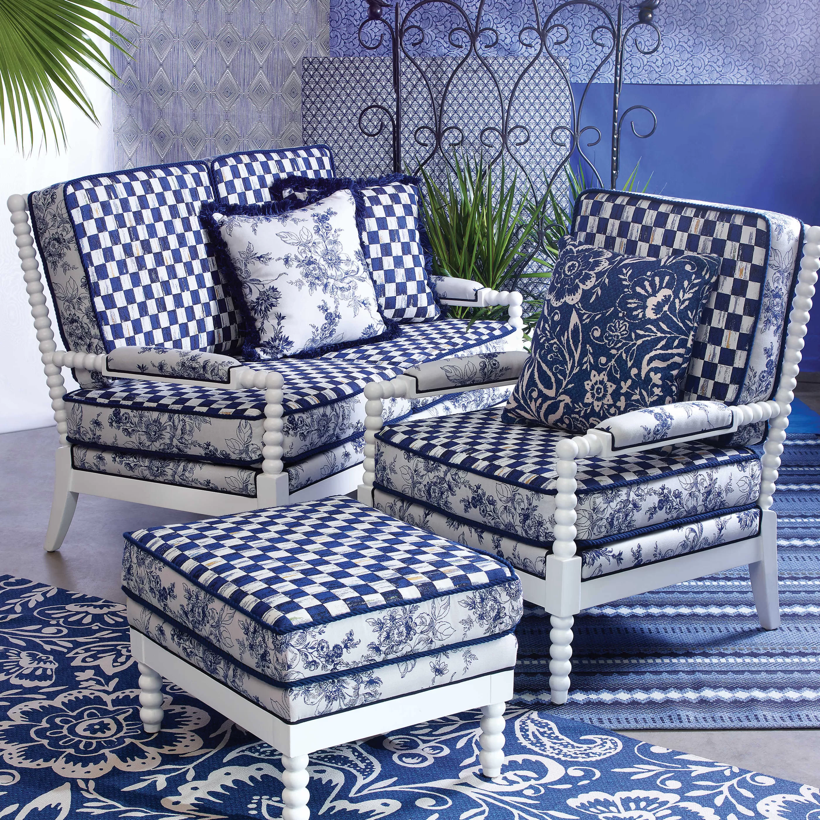 Outdoor>MacKenzie-Childs Indigo Villa Outdoor Chair