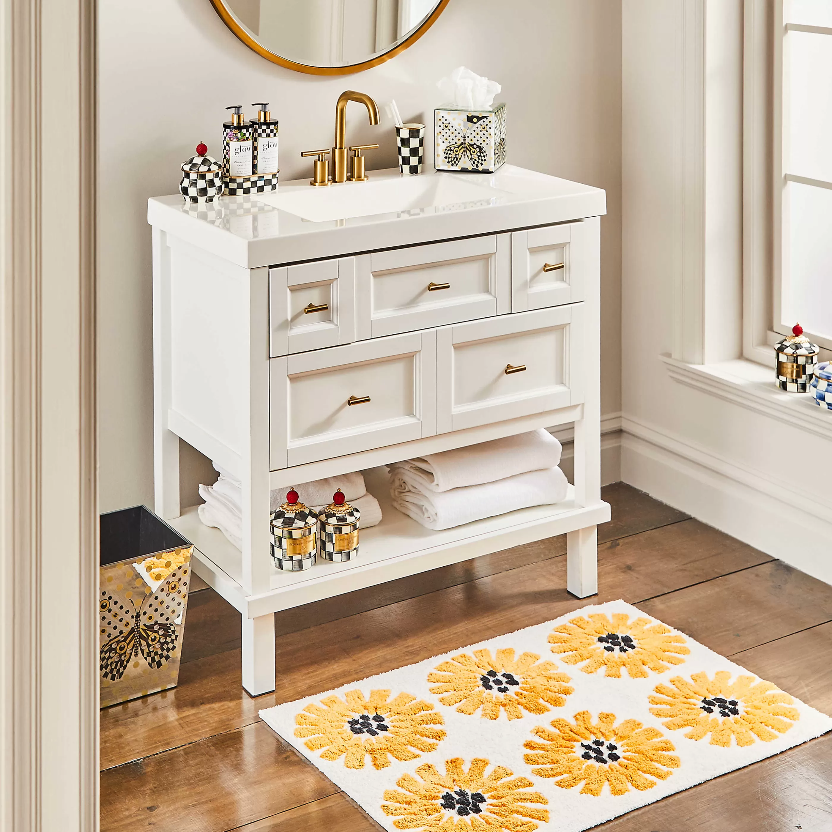 Bed & Bath>MacKenzie-Childs Painted Daisy Bath Rug