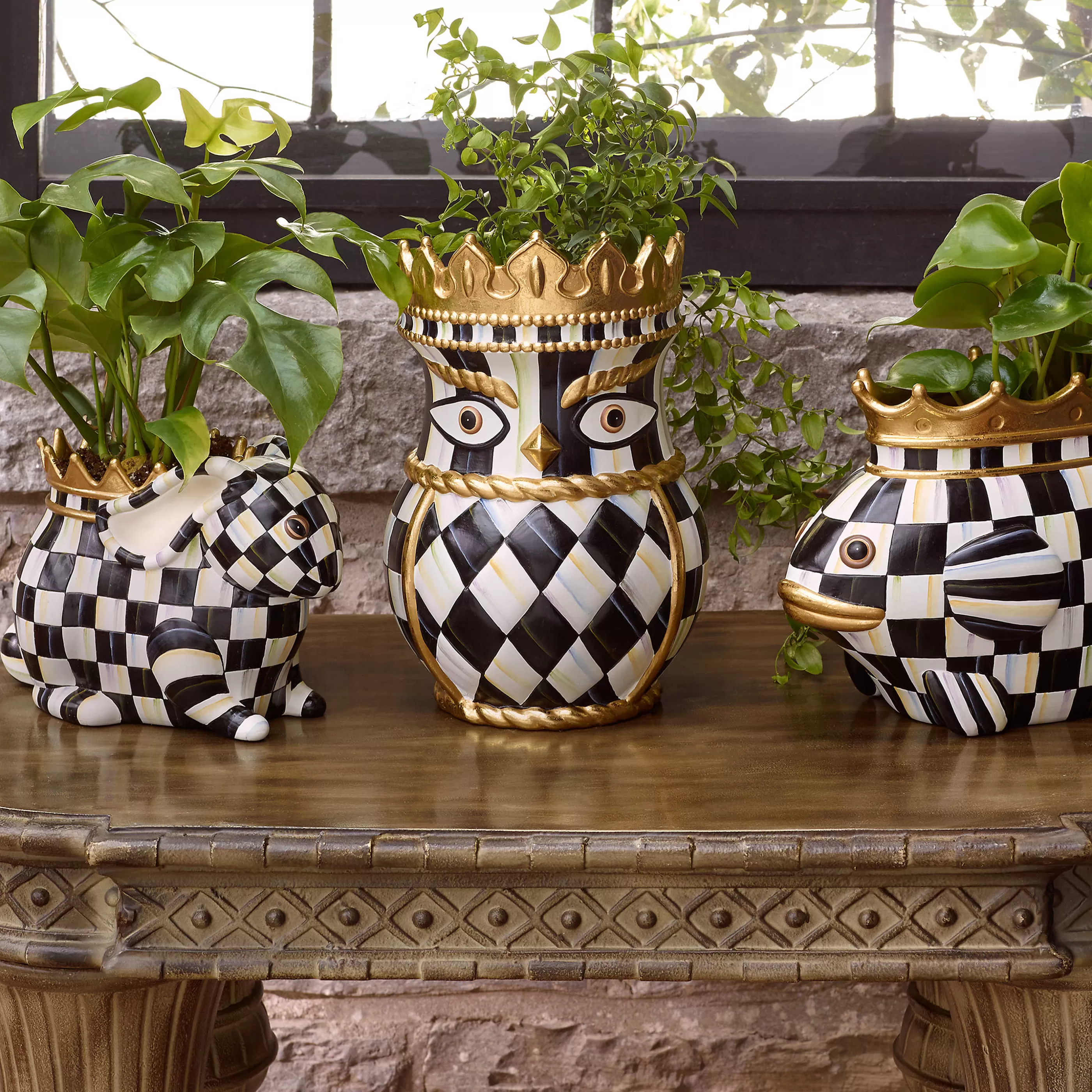 Pots & Planters>MacKenzie-Childs Rabbit Queen Garden Pot