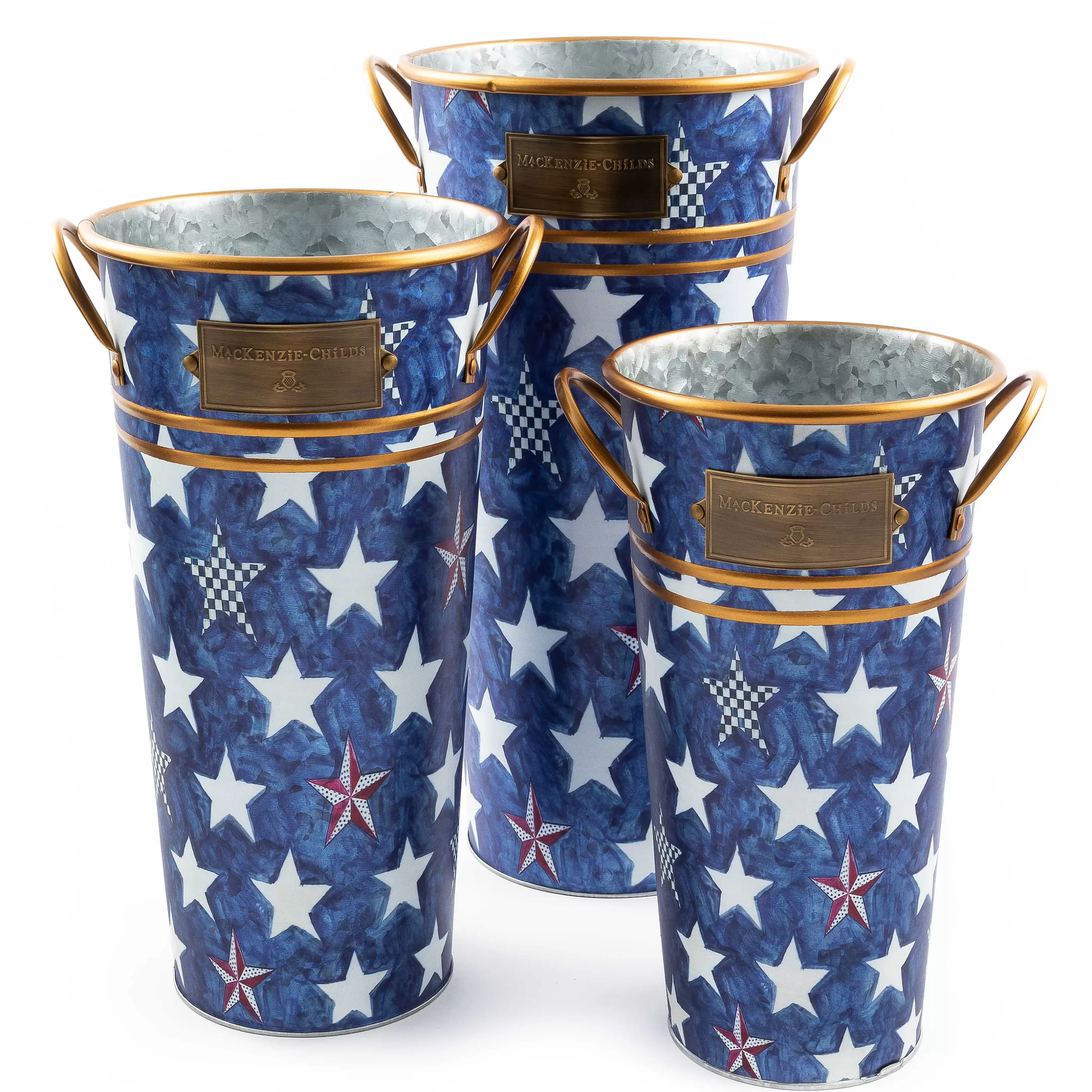 Pots & Planters>MacKenzie-Childs Royal Star Flower Buckets - Set Of 3