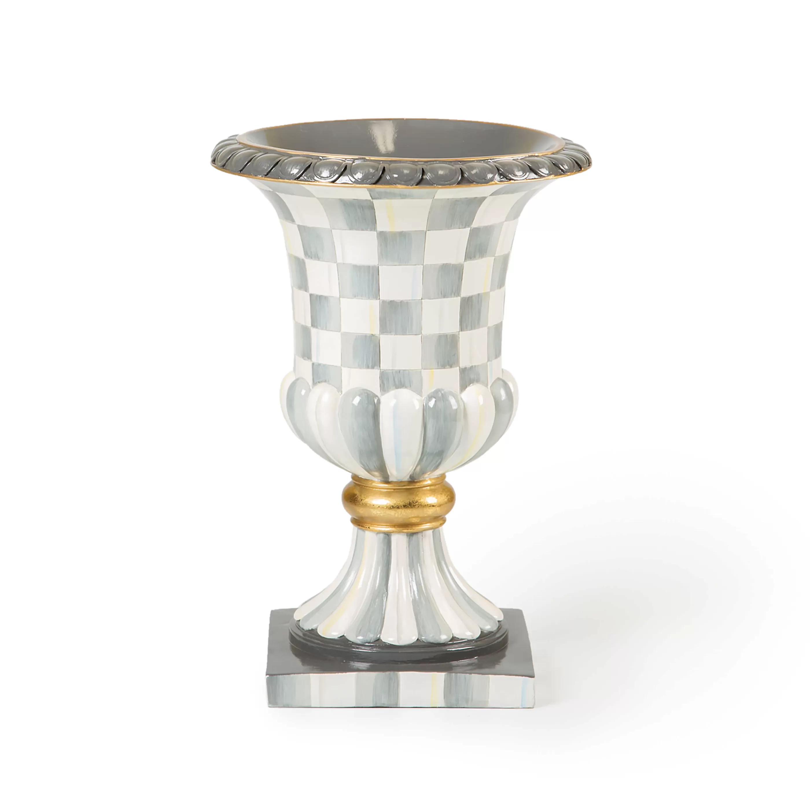 Pots & Planters>MacKenzie-Childs Sterling Check Pedestal Tabletop Urn